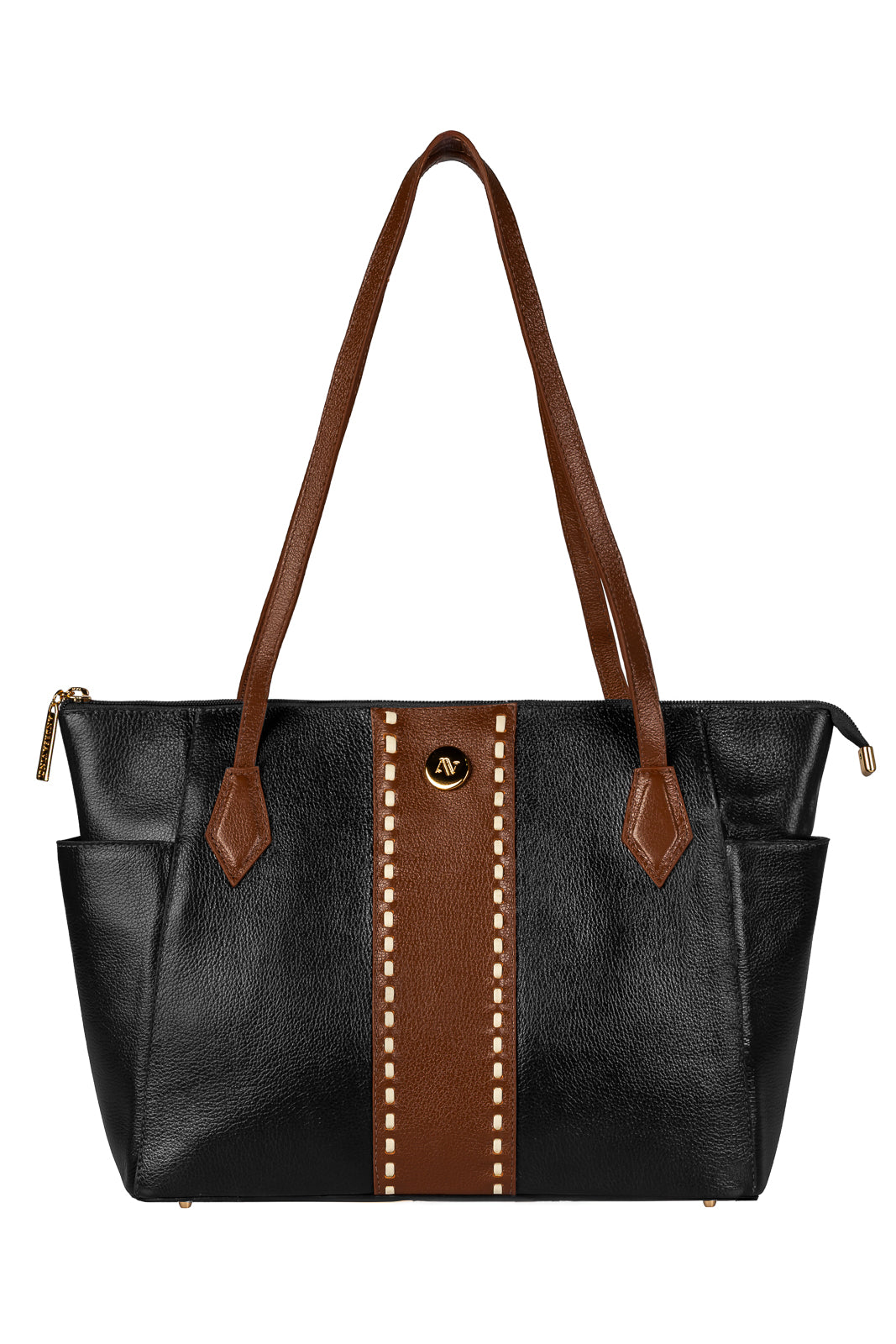 Bolsa feminina de couro liso Esmeralda