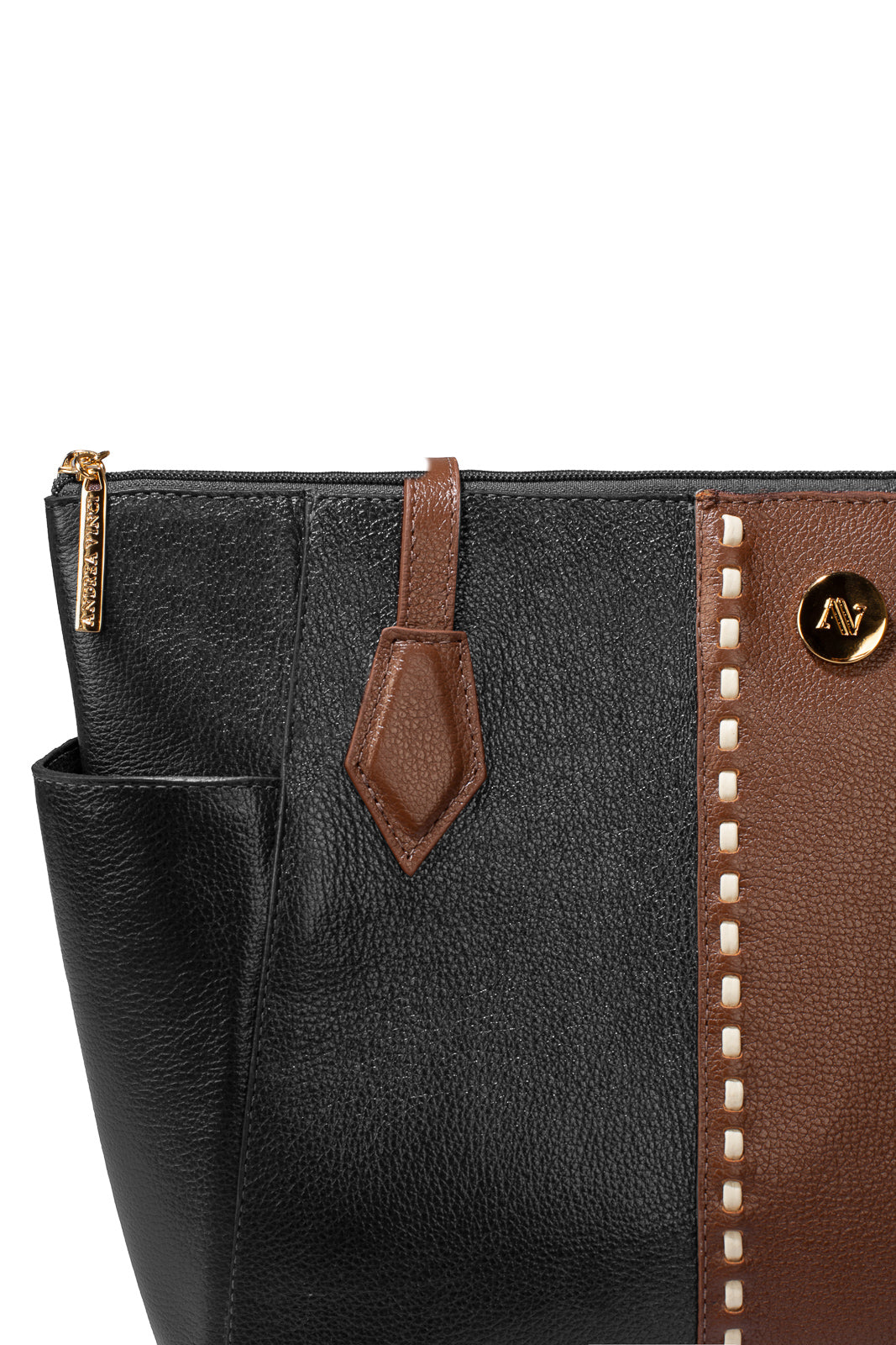 Bolsa feminina de couro liso Esmeralda