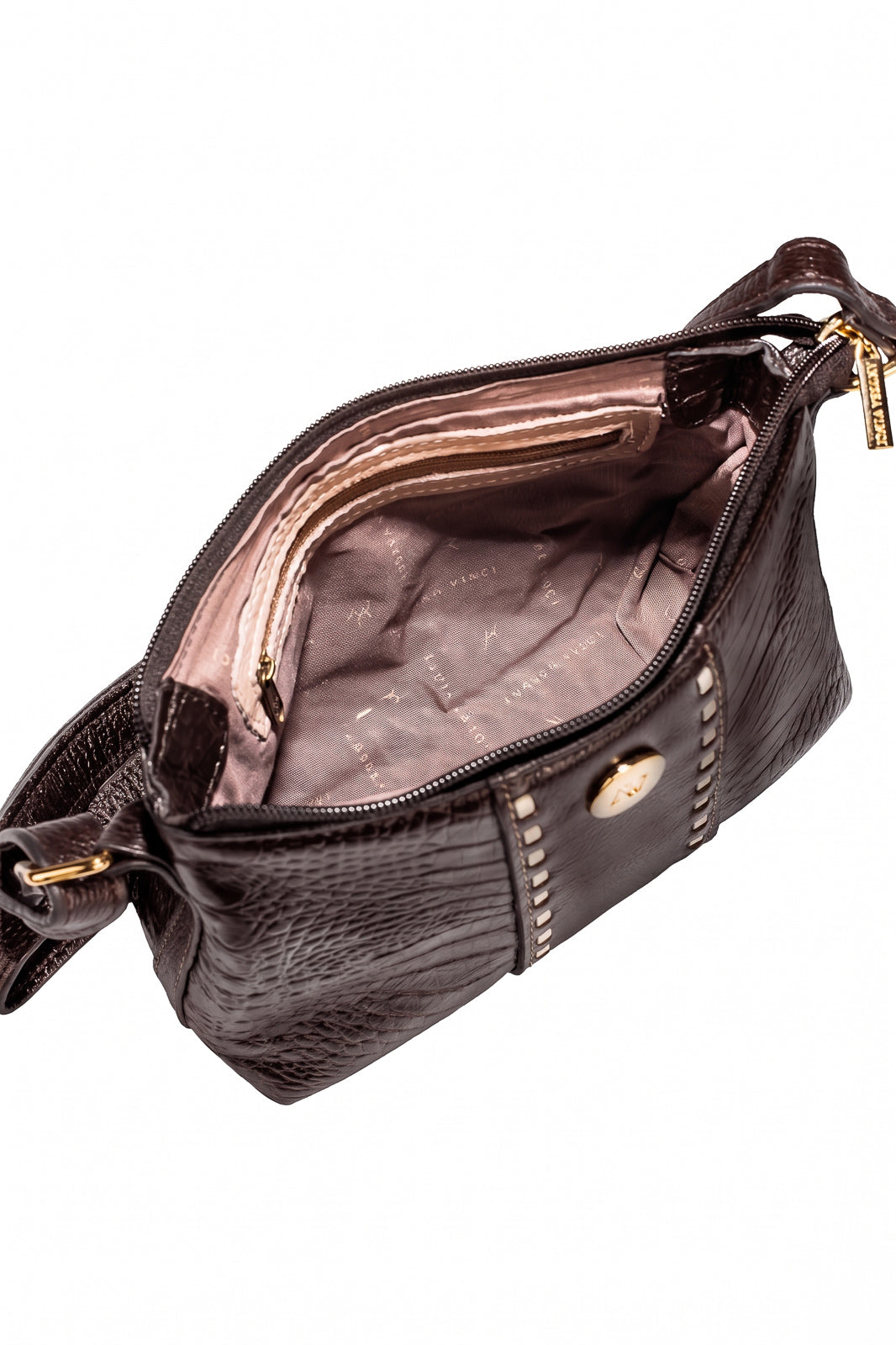 Bolsa pequena transversal de couro croco Ágata