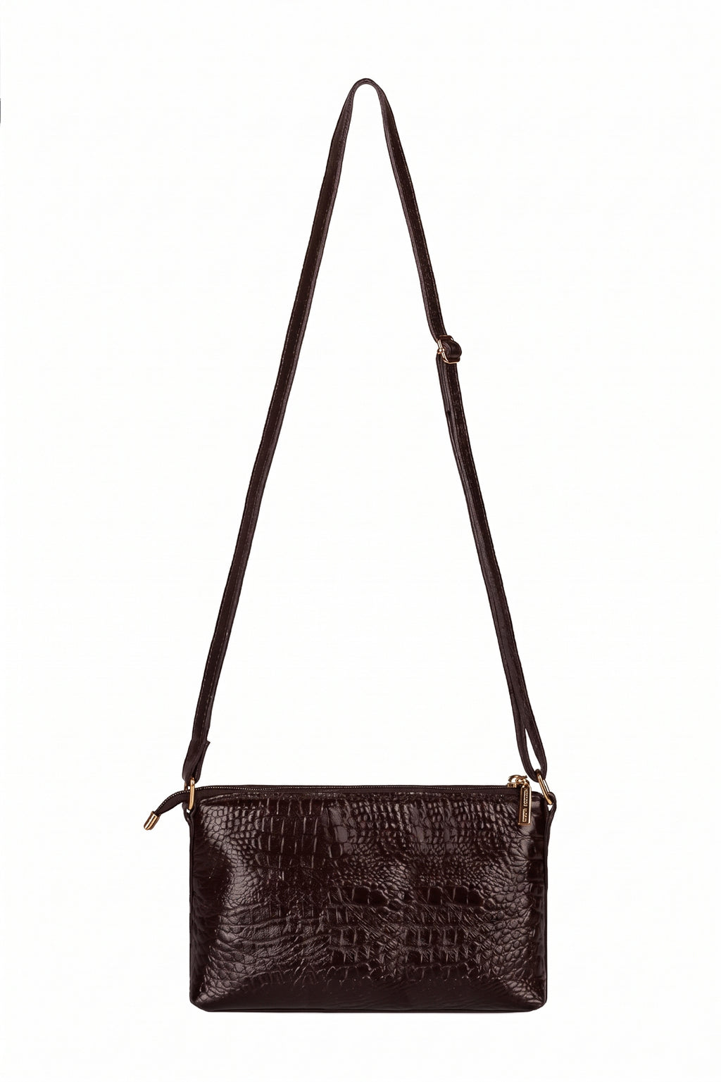 Bolsa pequena transversal de couro croco Ágata