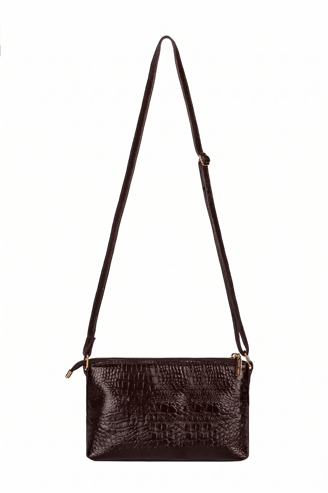 Bolsa pequena transversal de couro croco Ágata