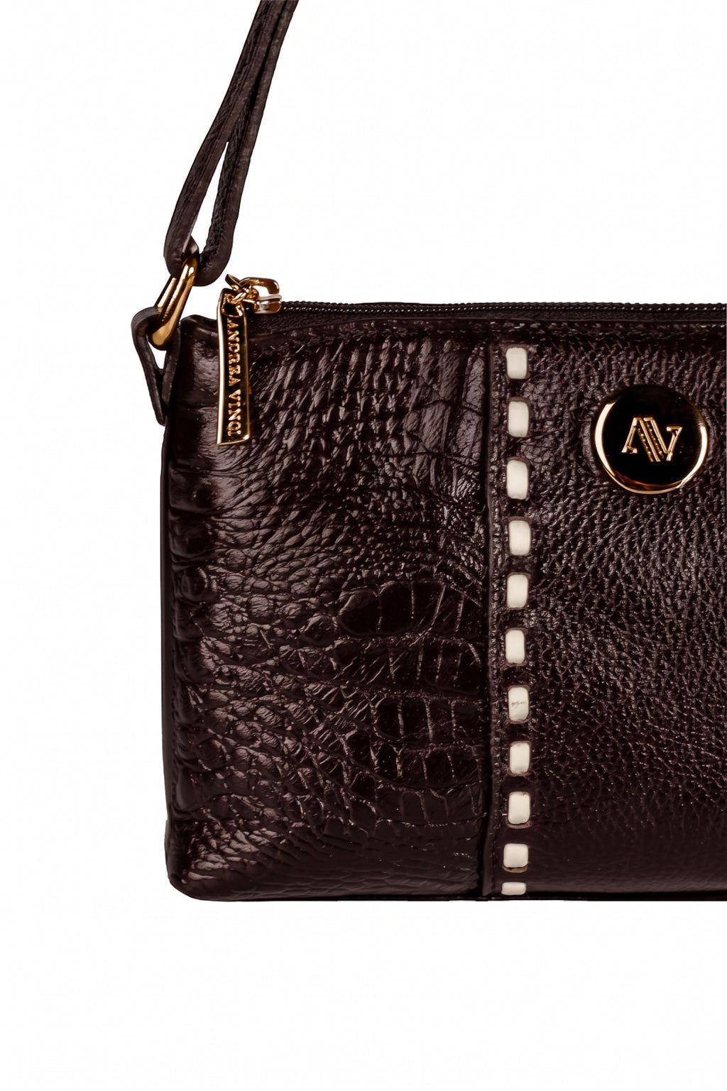 Bolsa pequena transversal de couro croco Ágata