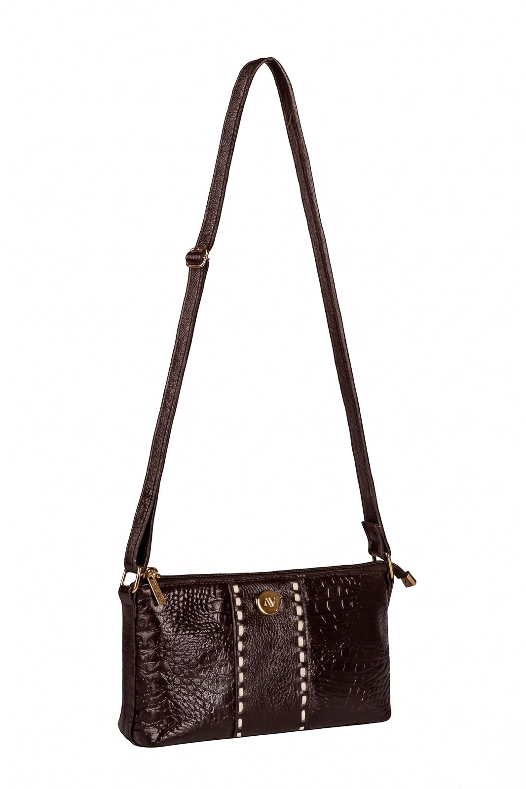 Bolsa pequena transversal de couro croco Ágata