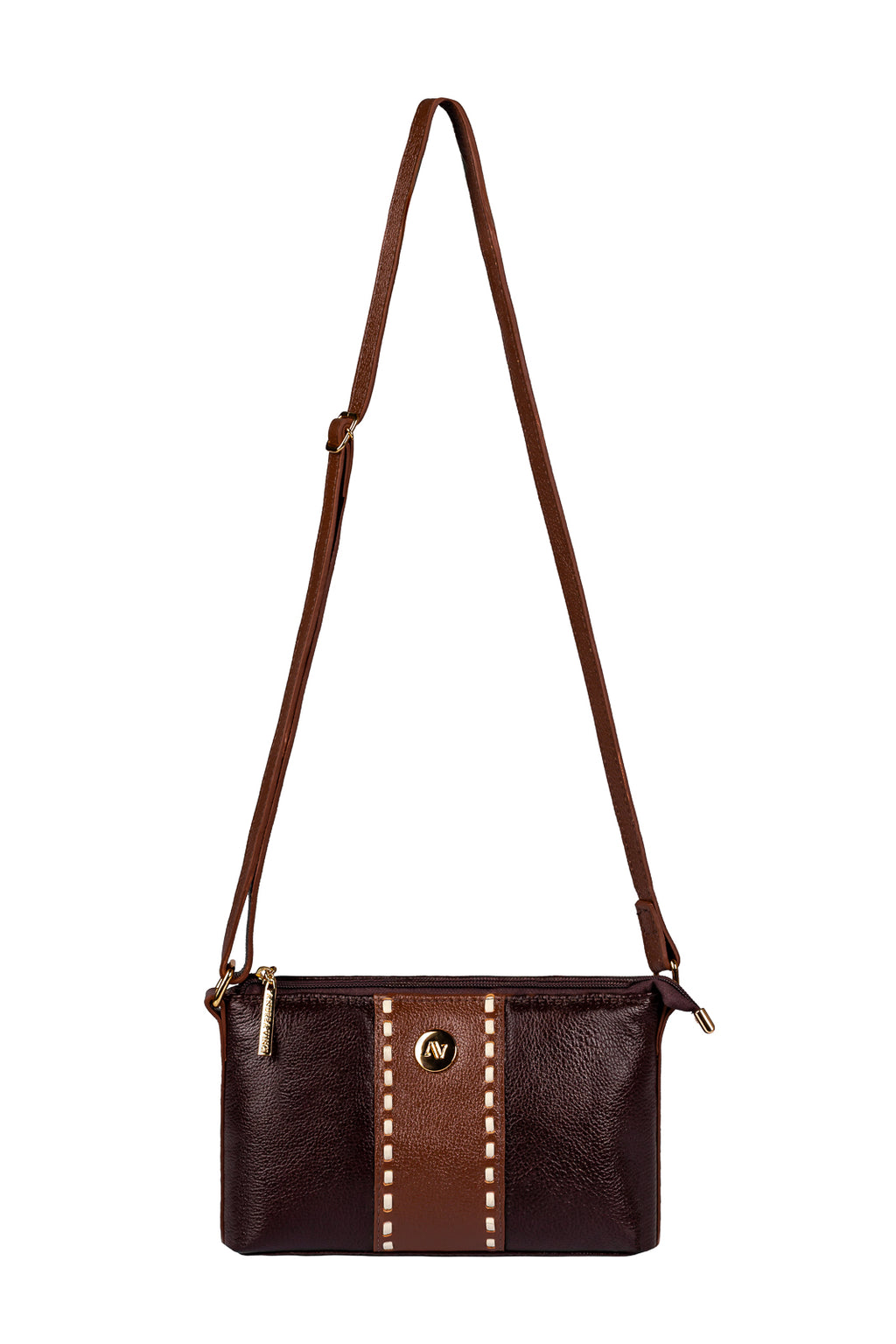 Bolsa pequena transversal de couro liso Ágata