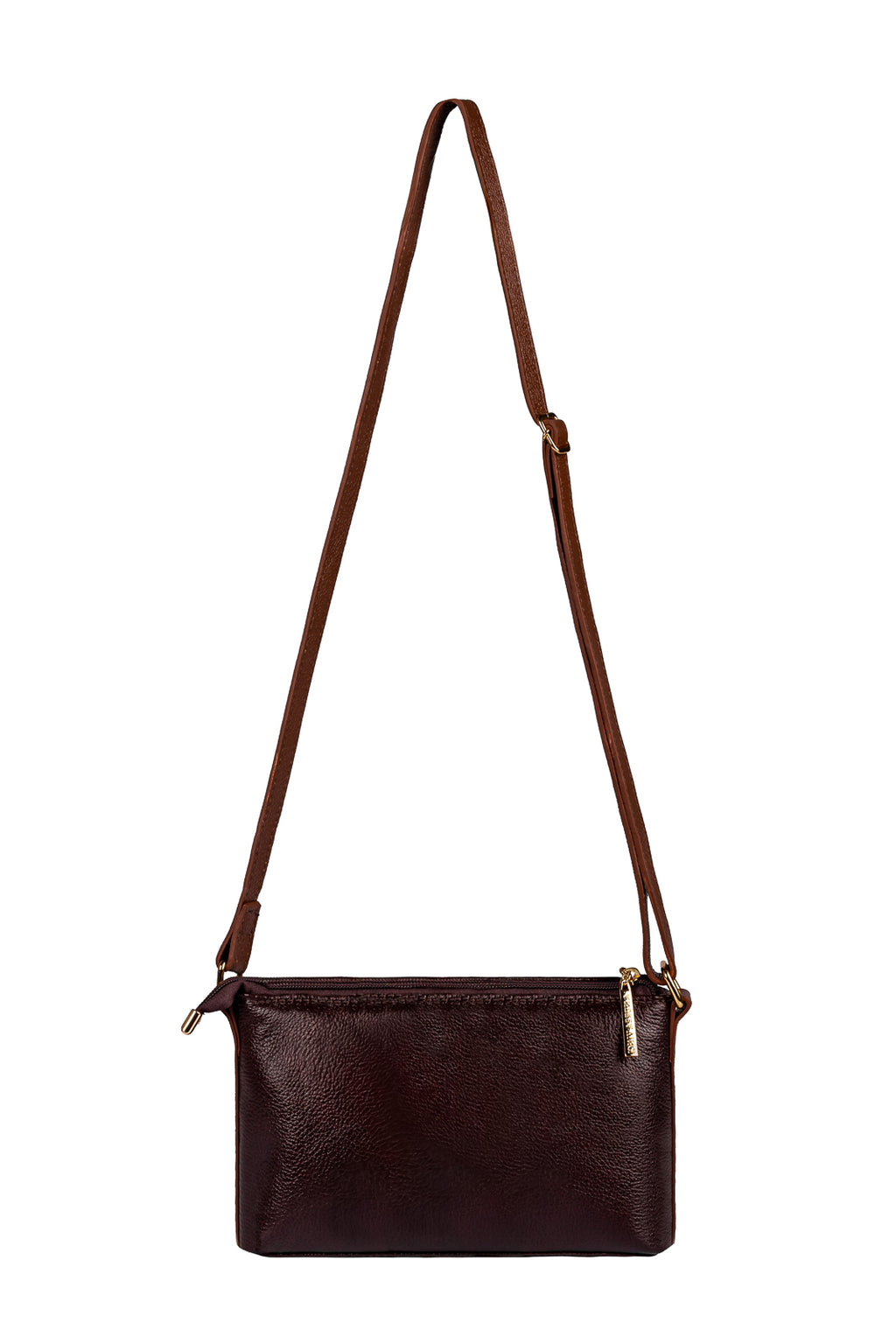 Bolsa pequena transversal de couro liso Ágata