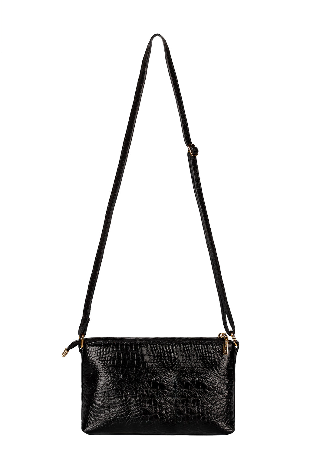 Bolsa pequena transversal de couro croco Ágata