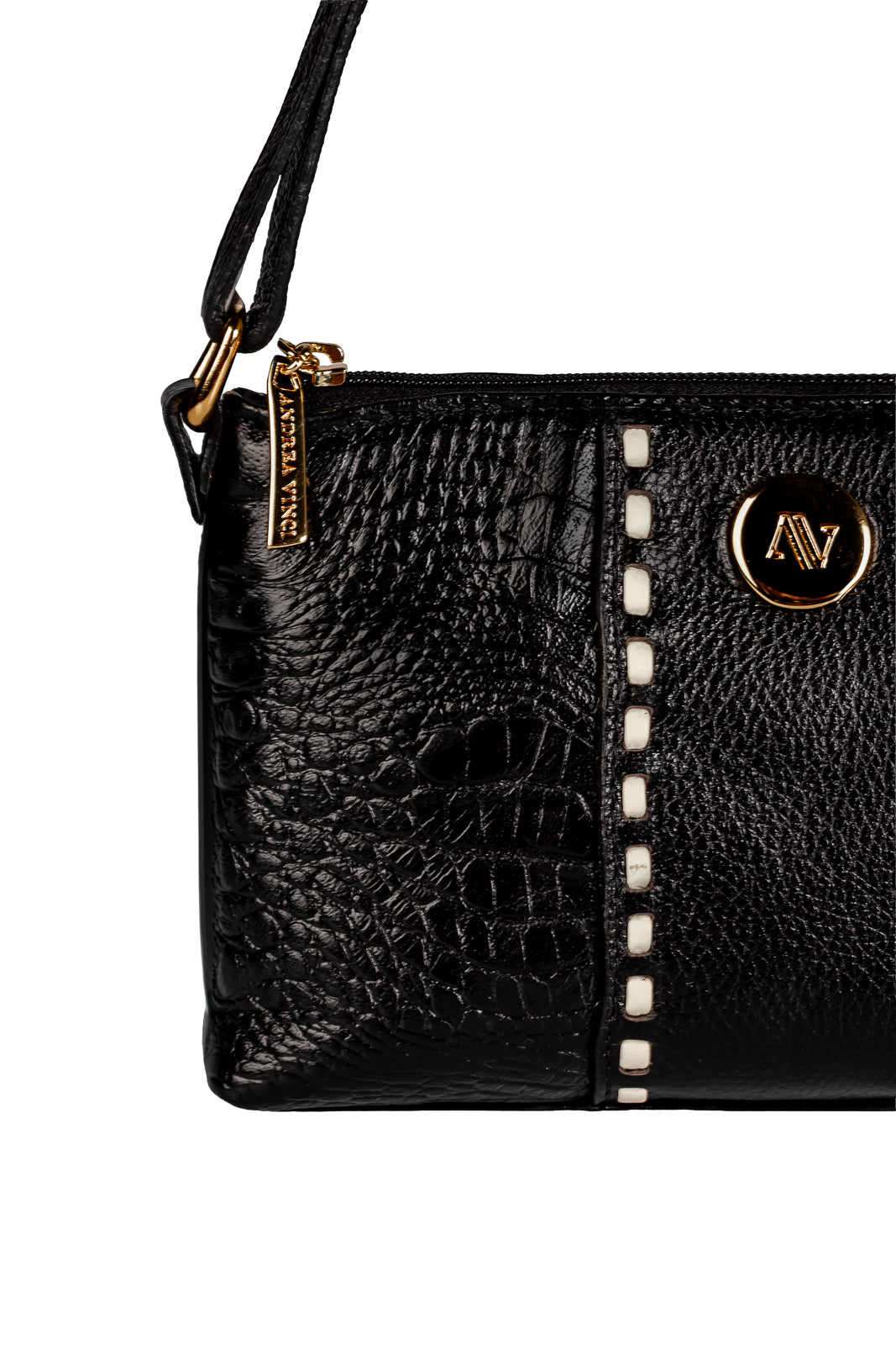 Bolsa pequena transversal de couro croco Ágata