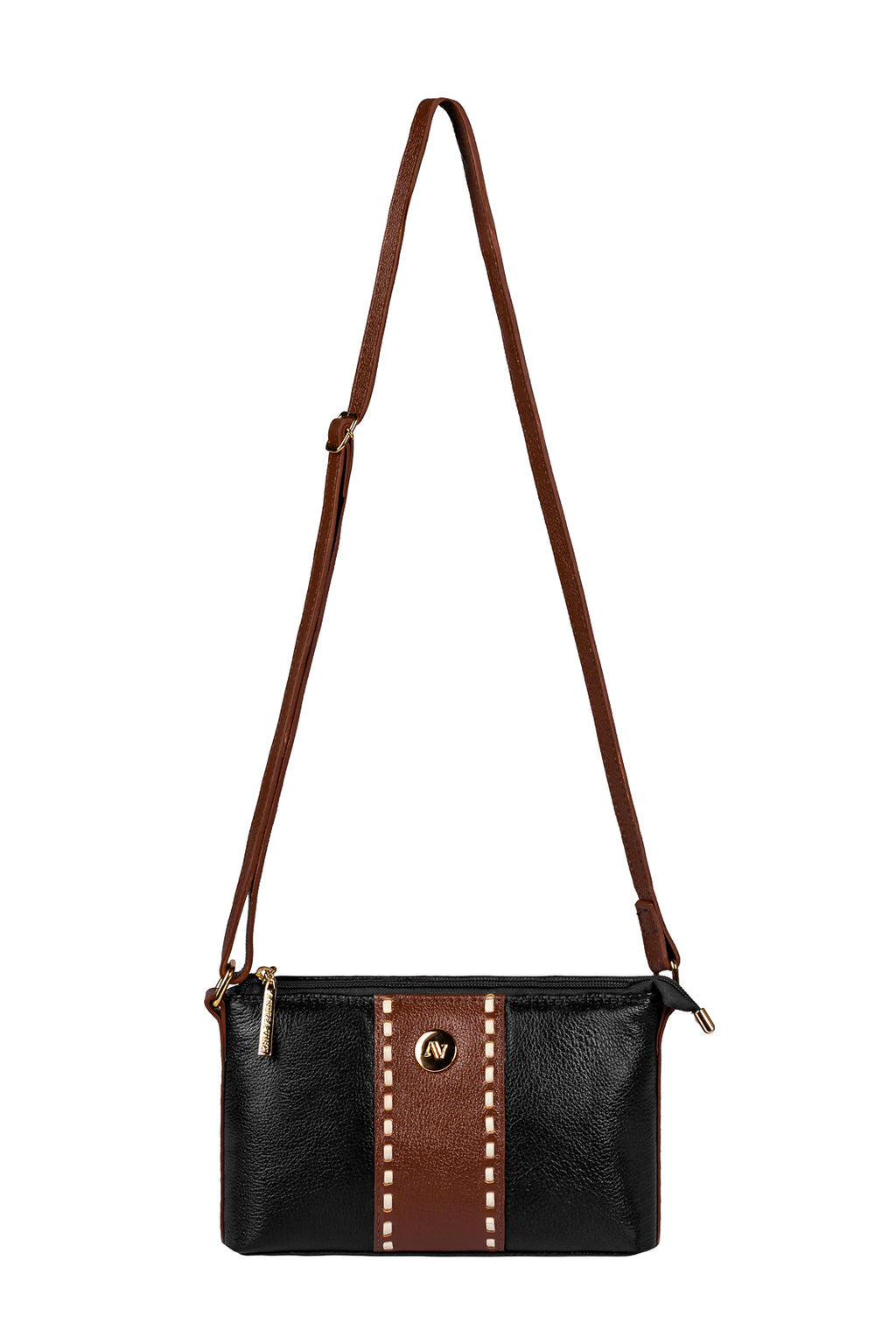 Bolsa pequena transversal de couro liso Ágata