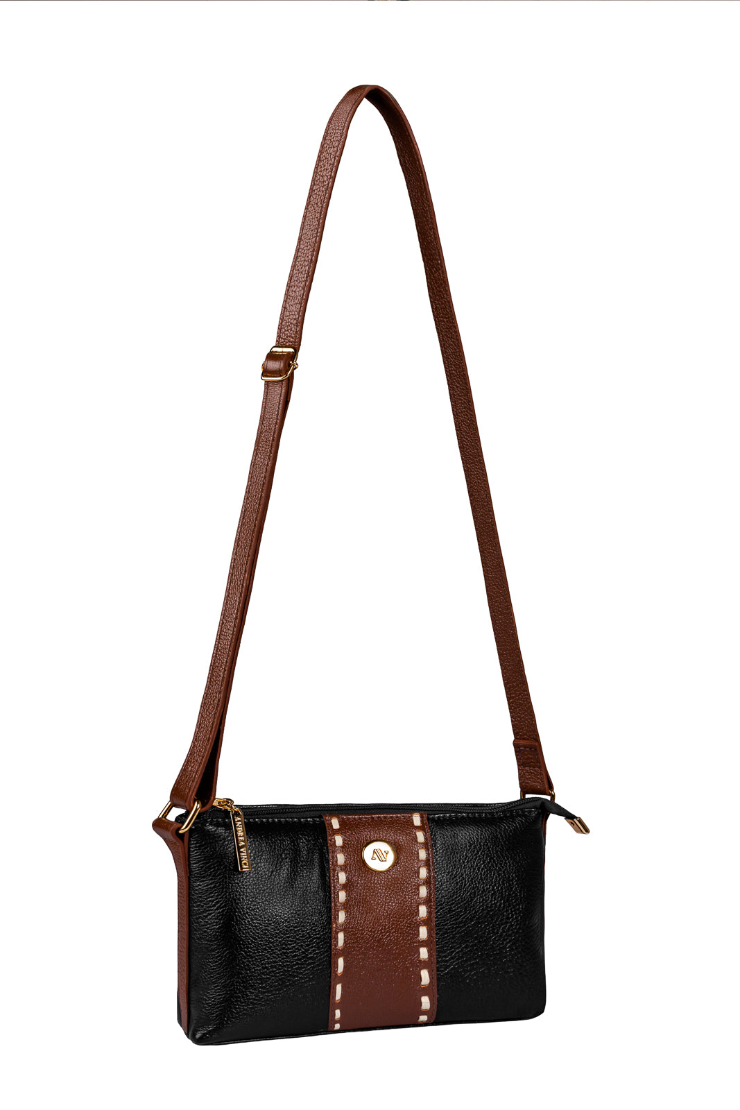 Bolsa pequena transversal de couro liso Ágata