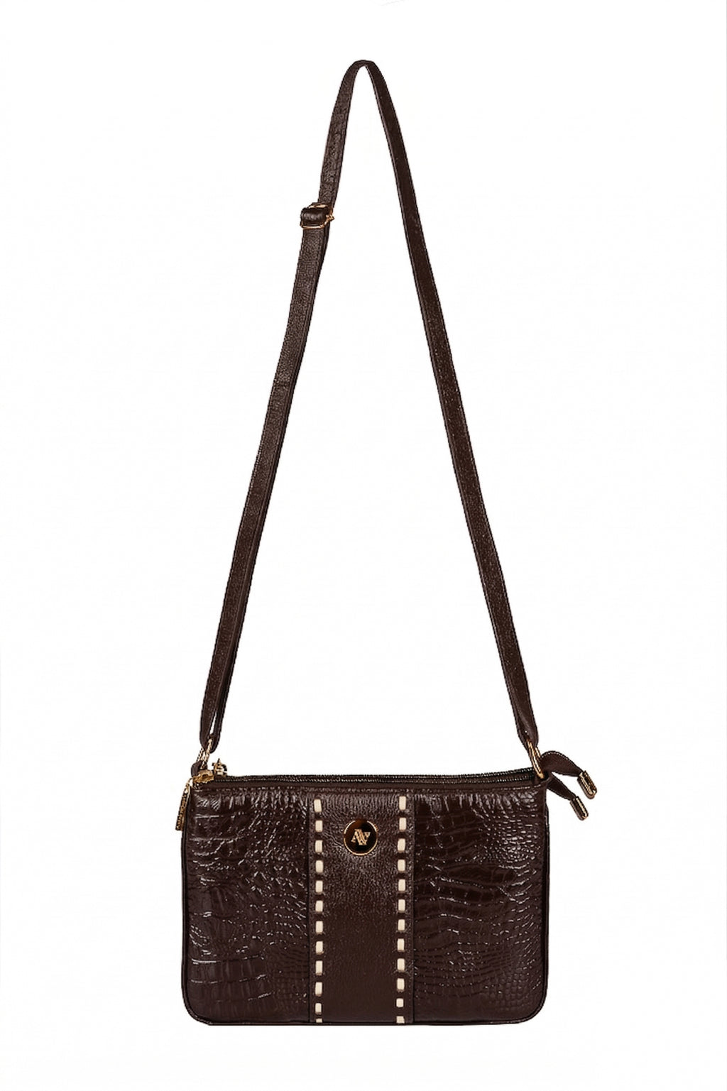 Bolsa transversal de couro croco Cristal
