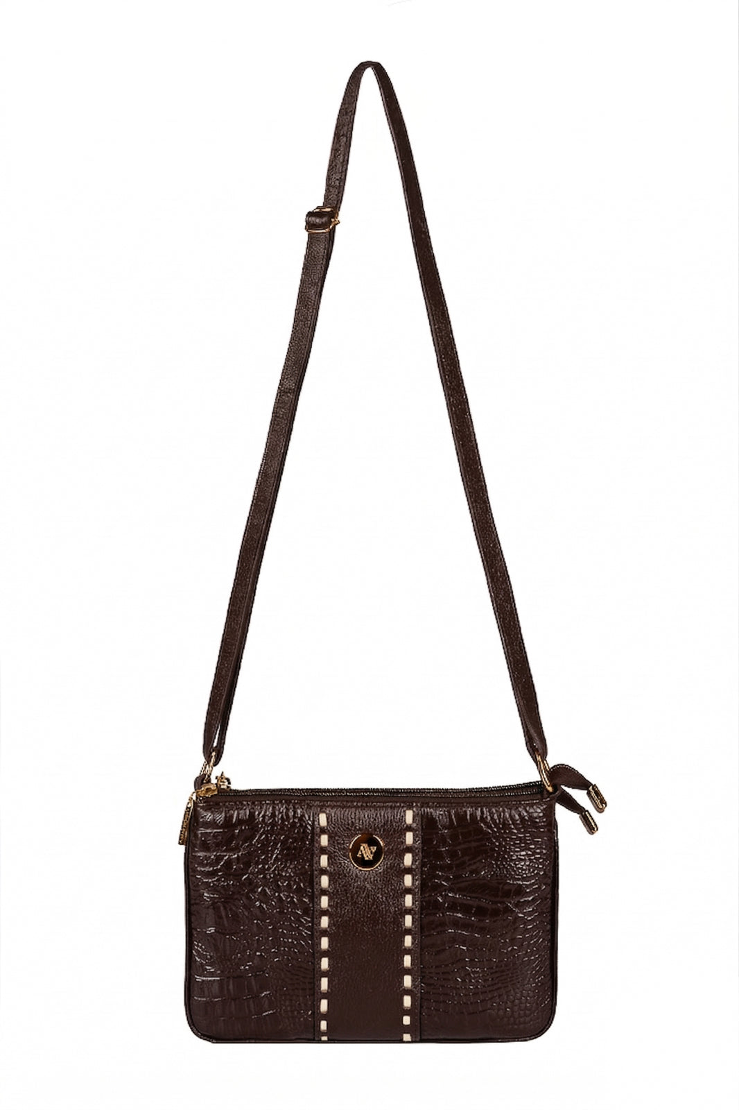 Bolsa transversal de couro croco Cristal