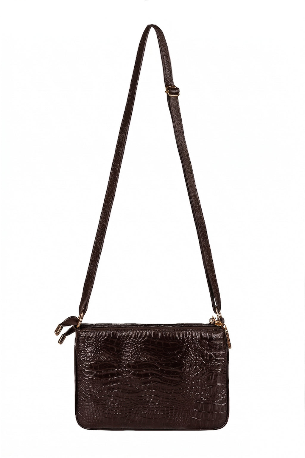 Bolsa transversal de couro croco Cristal