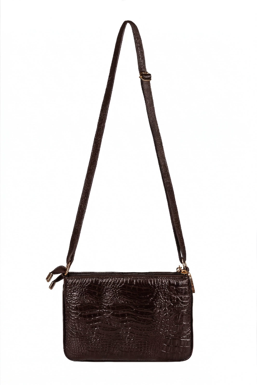 Bolsa transversal de couro croco Cristal