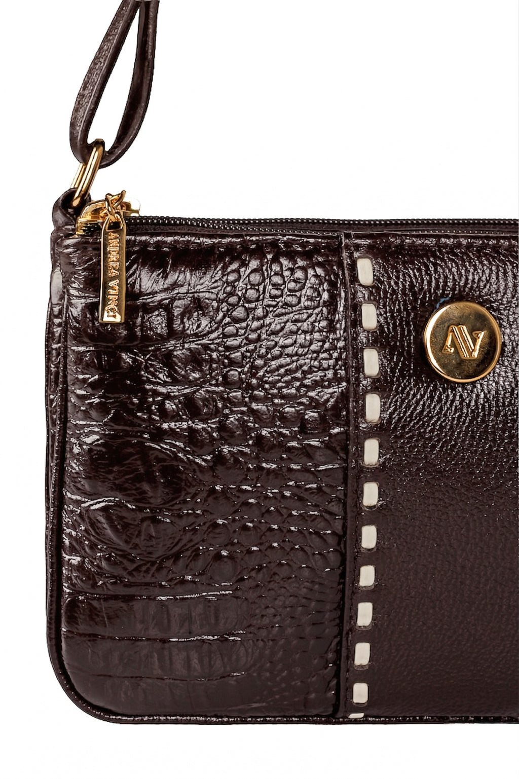 Bolsa transversal de couro croco Cristal