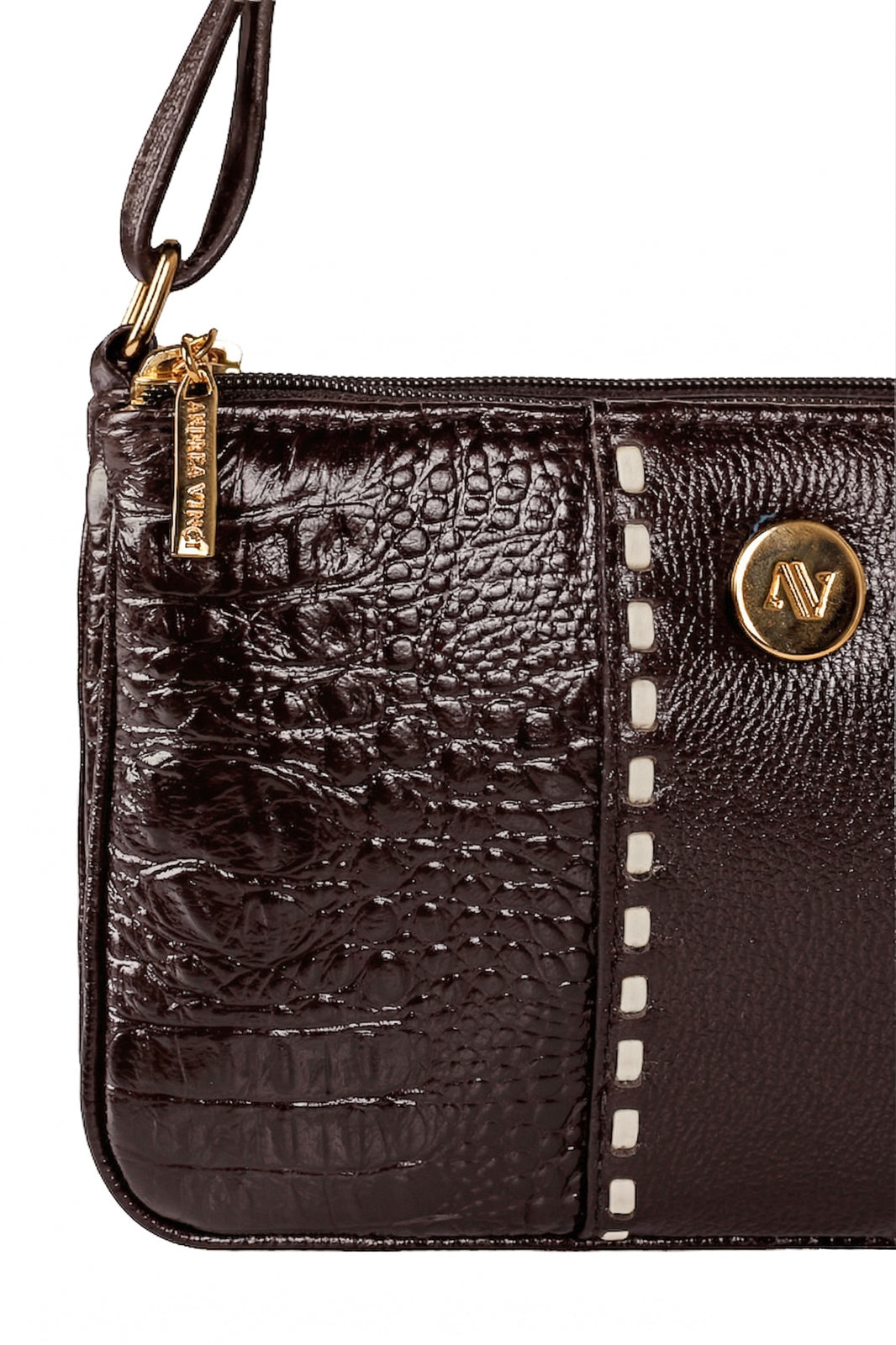 Bolsa transversal de couro croco Cristal