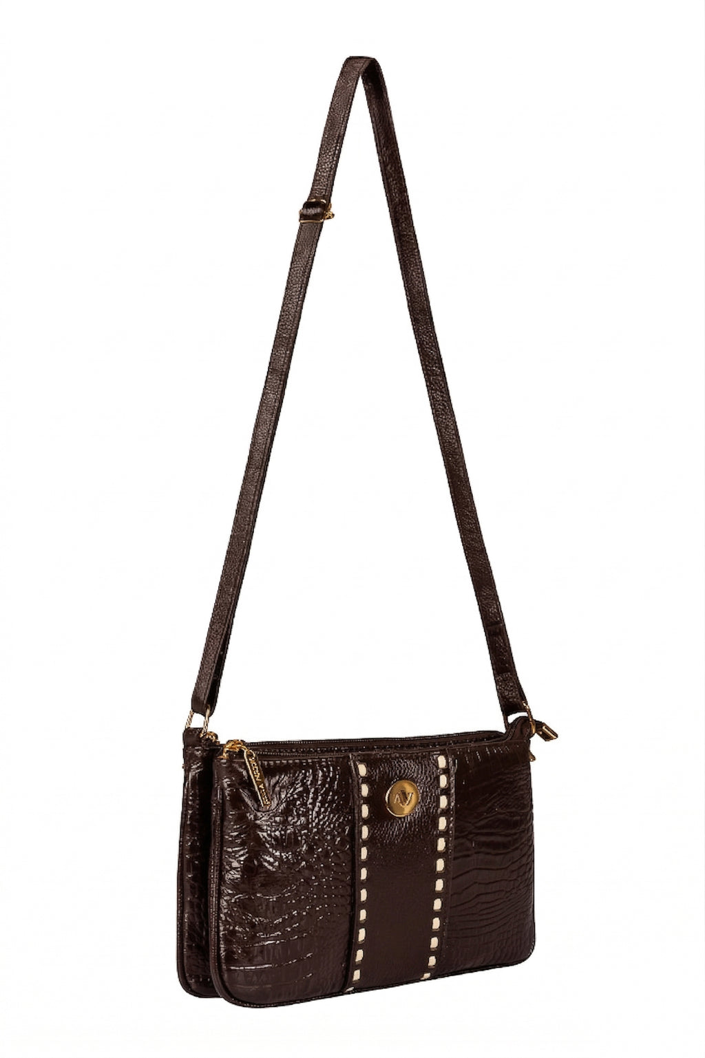 Bolsa transversal de couro croco Cristal