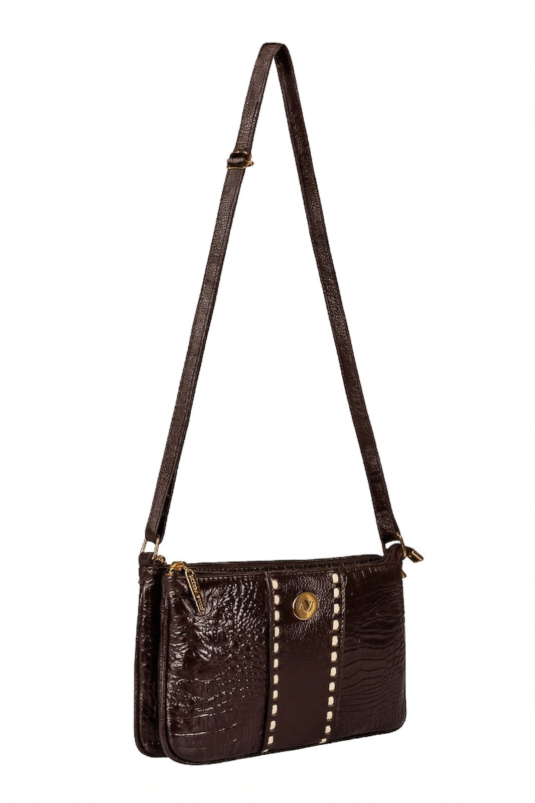 Bolsa transversal de couro croco Cristal