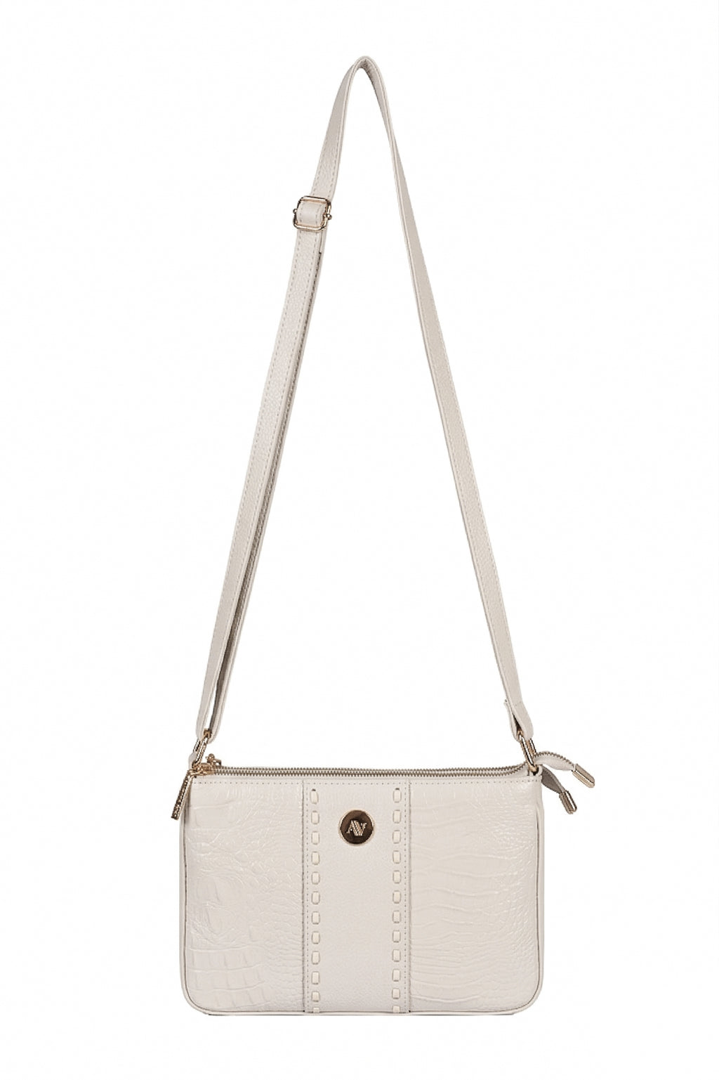Bolsa transversal de couro croco Cristal