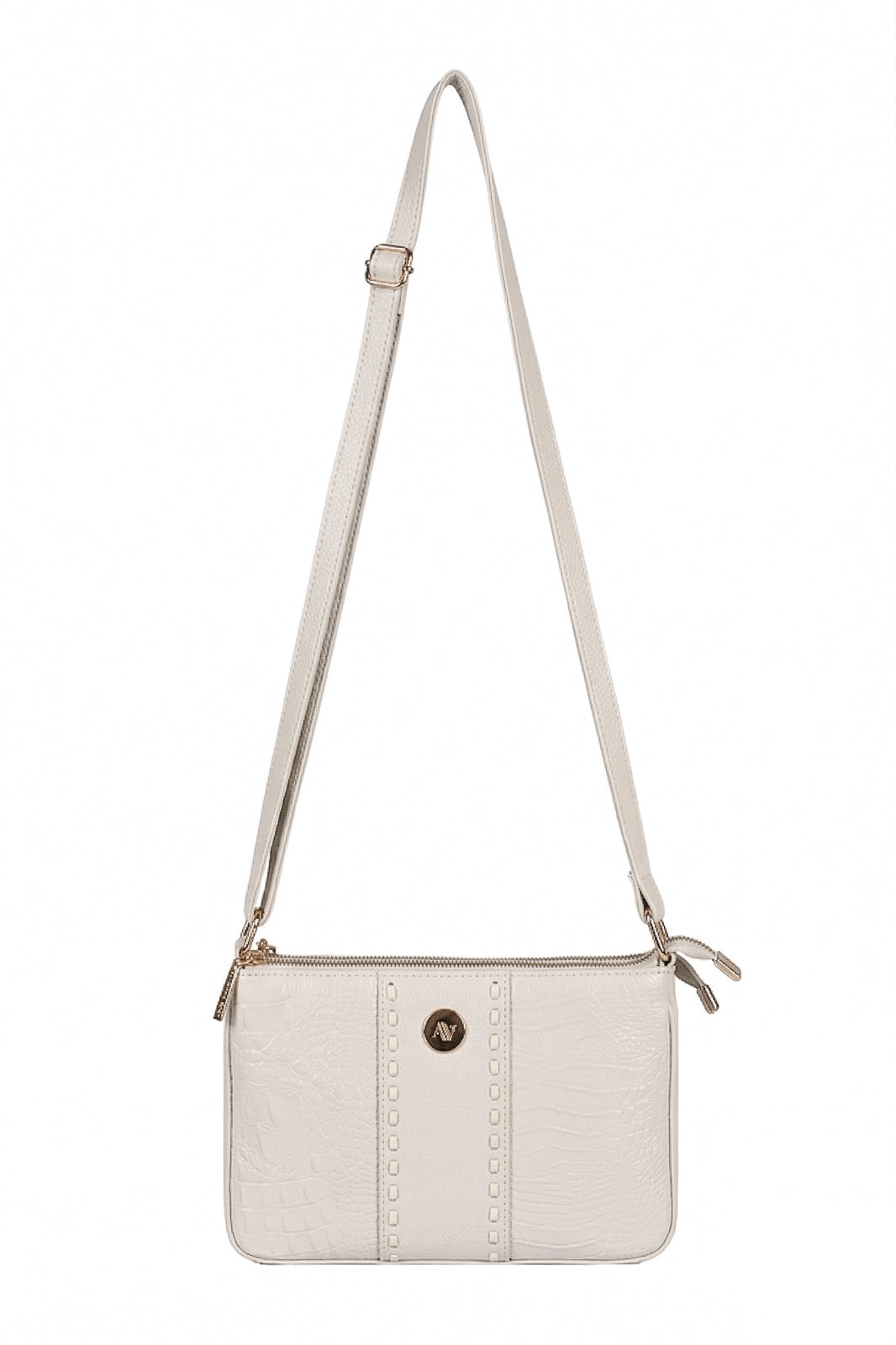 Bolsa transversal de couro croco Cristal