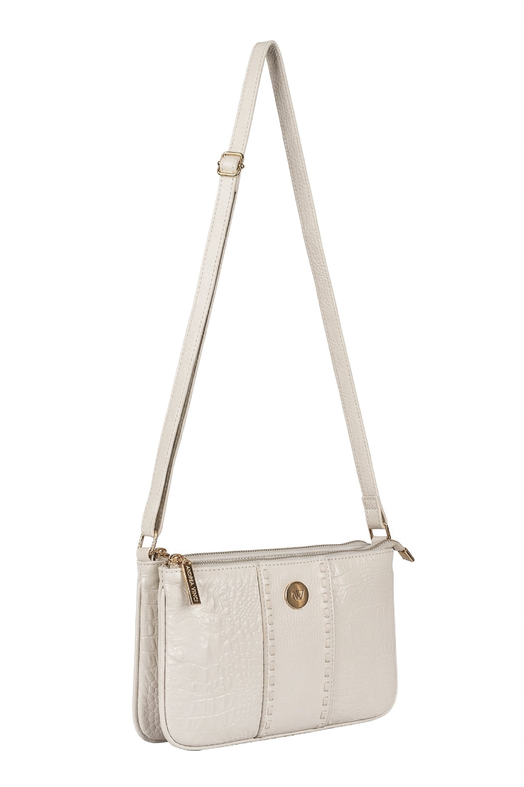 Bolsa transversal de couro croco Cristal