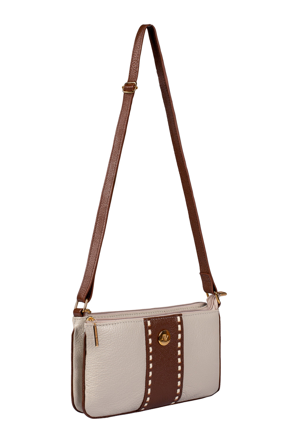 Bolsa transversal de couro liso Cristal