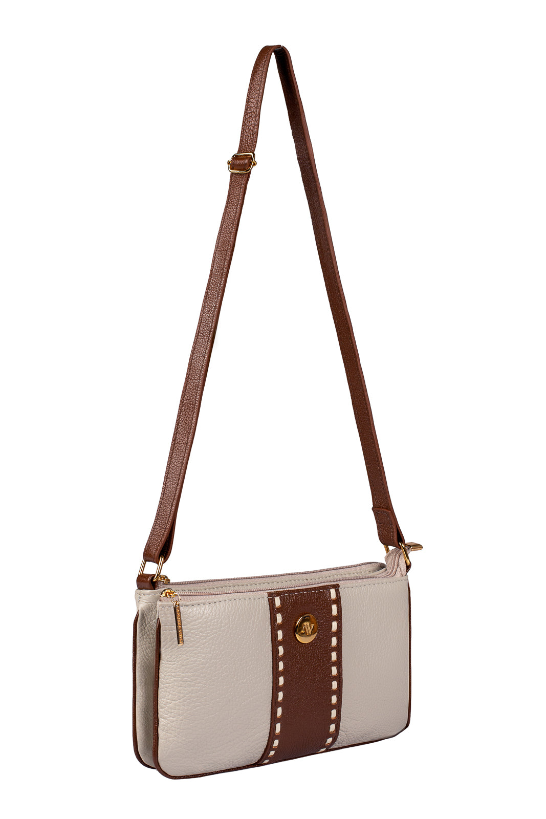 Bolsa transversal de couro liso Cristal