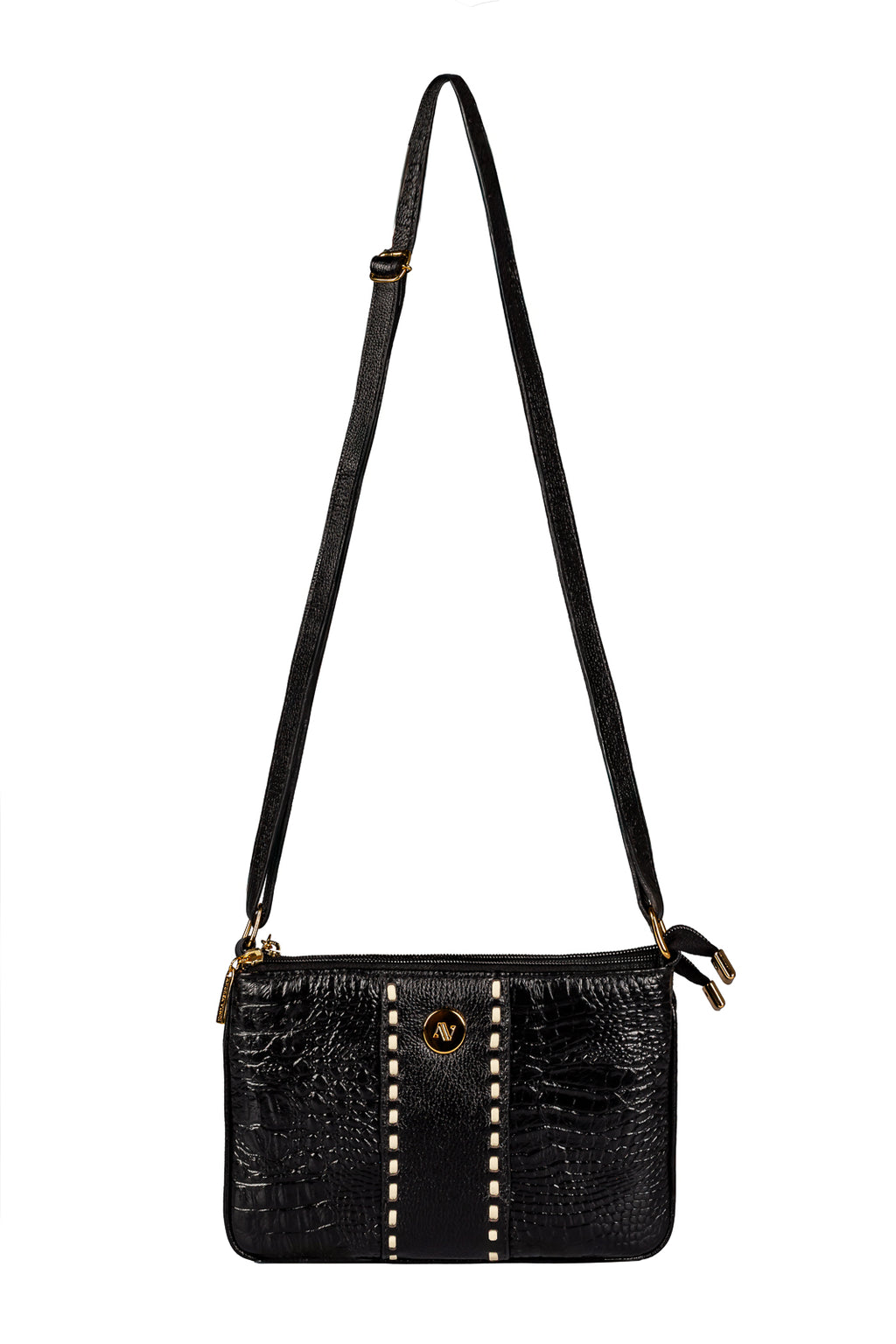 Bolsa transversal de couro croco Cristal