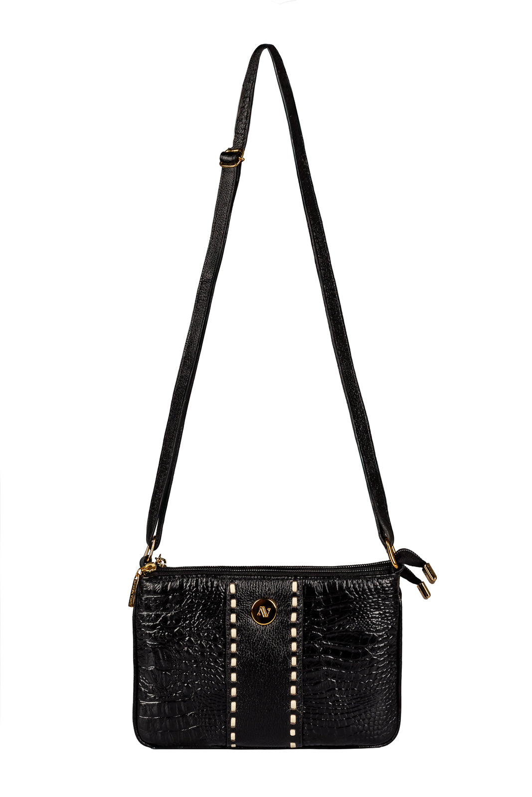 Bolsa transversal de couro croco Cristal