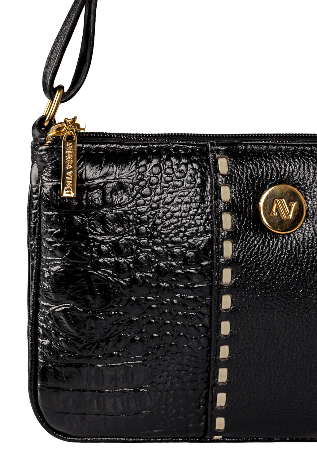 Bolsa transversal de couro croco Cristal