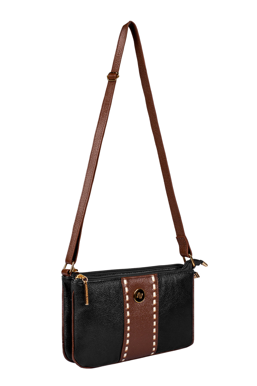 Bolsa transversal de couro liso Cristal