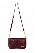 Bolsa transversal de couro croco com tampa e corrente Olga