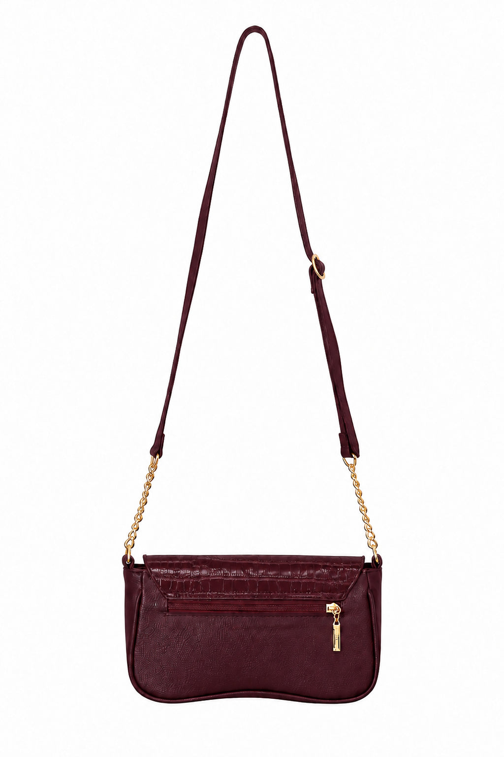 Bolsa transversal de couro croco com tampa e corrente Olga