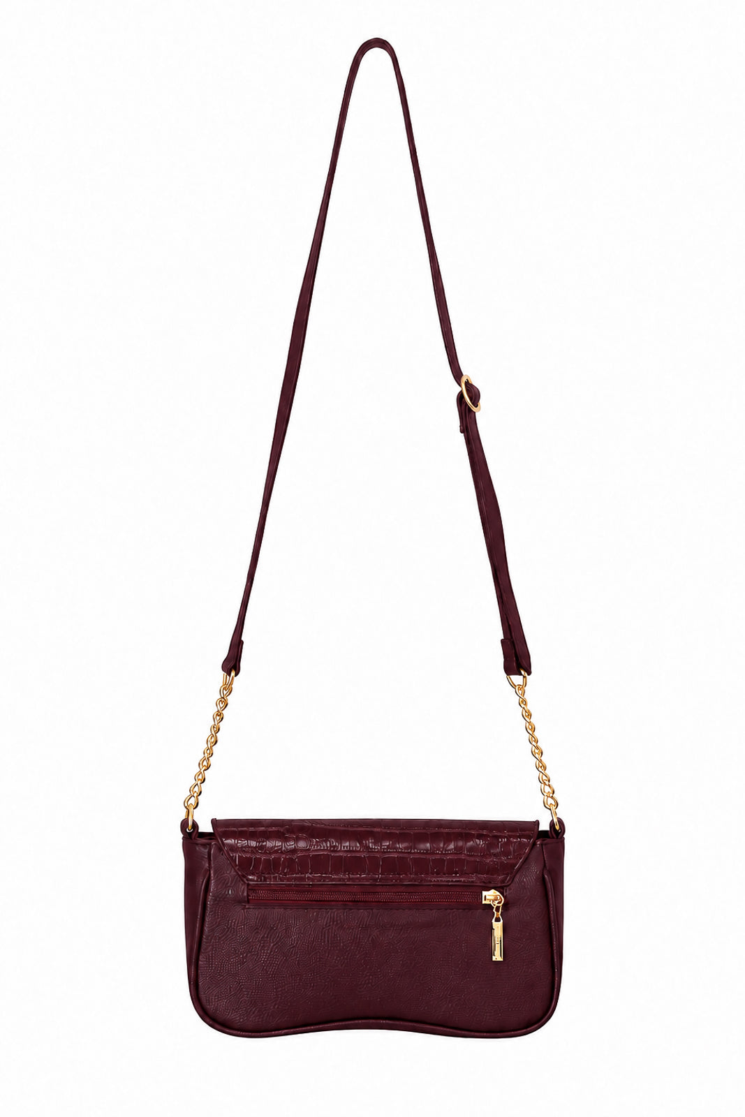 Bolsa transversal de couro croco com tampa e corrente Olga