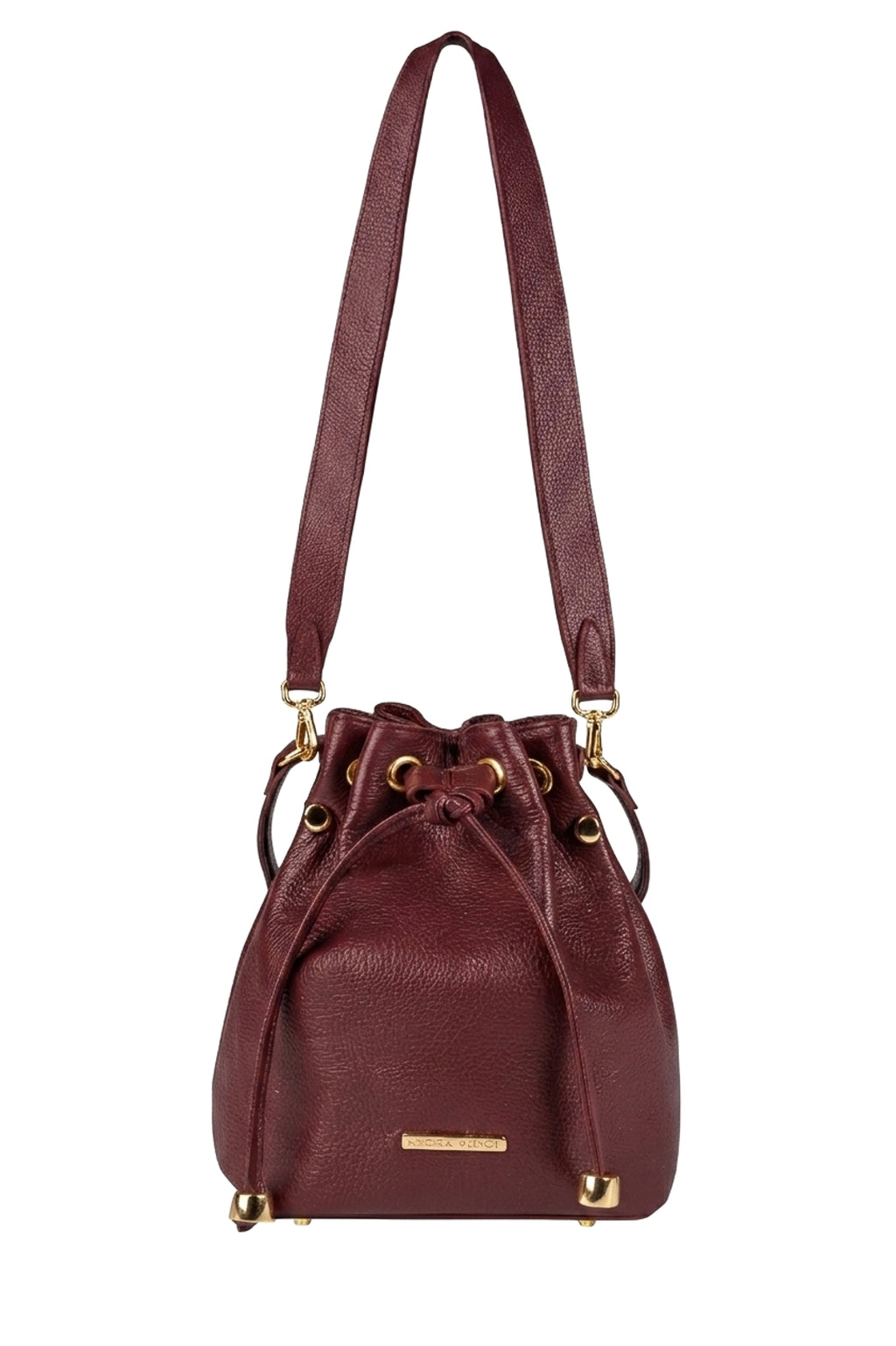Bolsa saco em couro liso Nubia