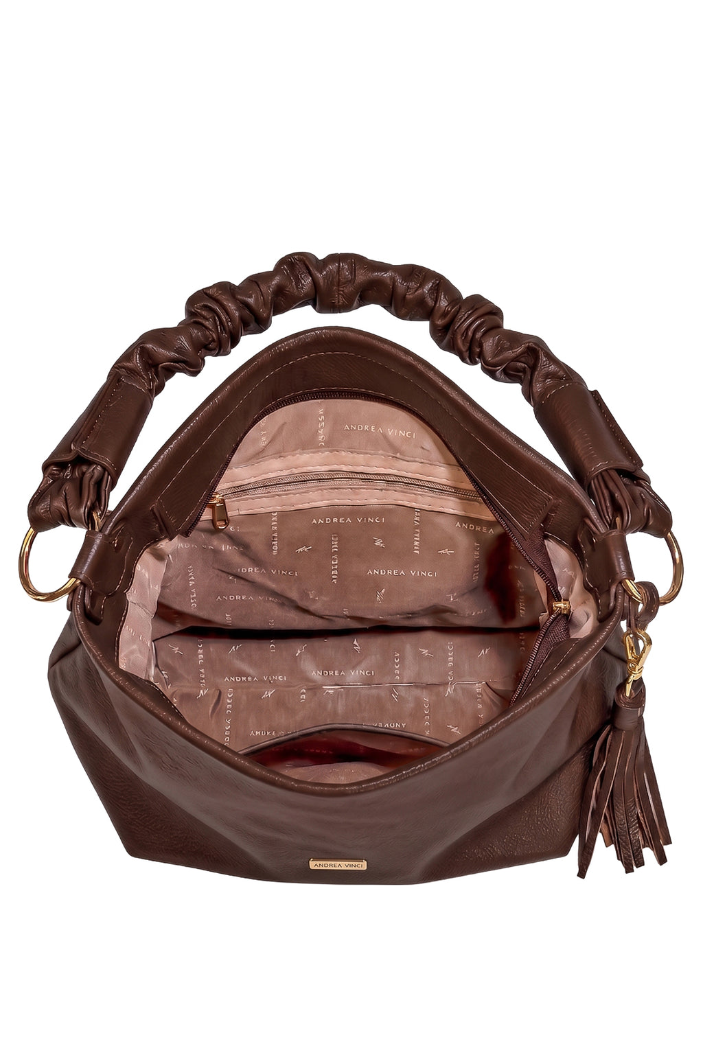 Bolsa de ombro em couro liso alça franzida Brenda