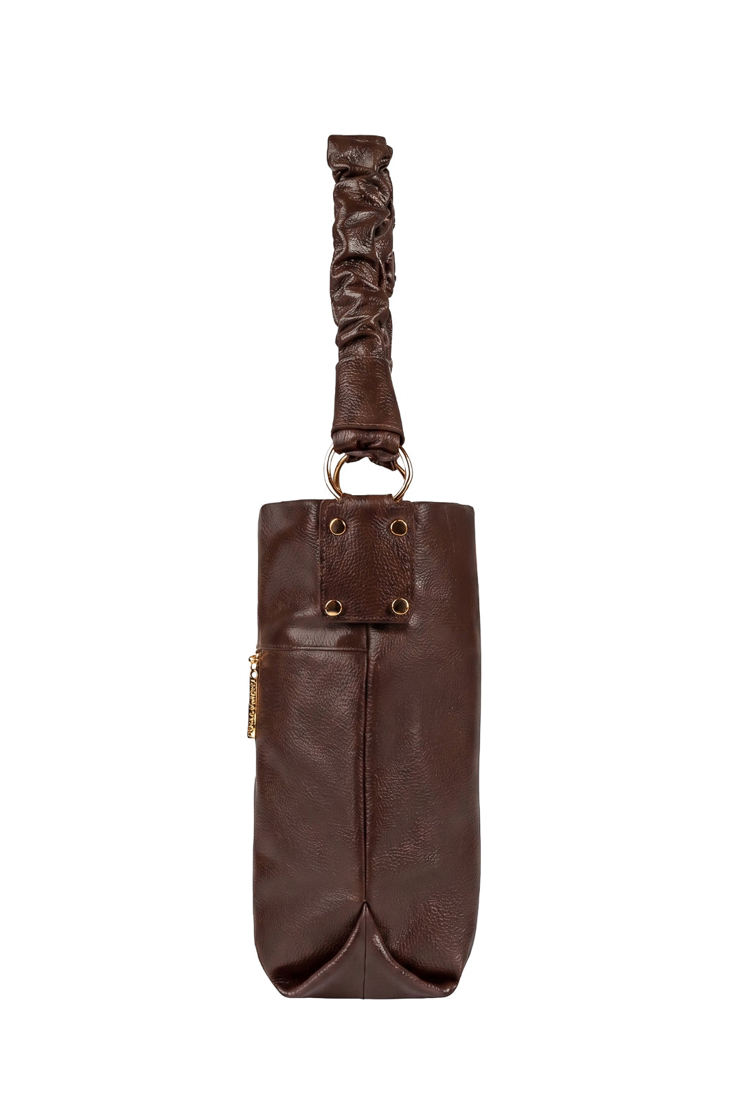 Bolsa de ombro em couro liso alça franzida Brenda