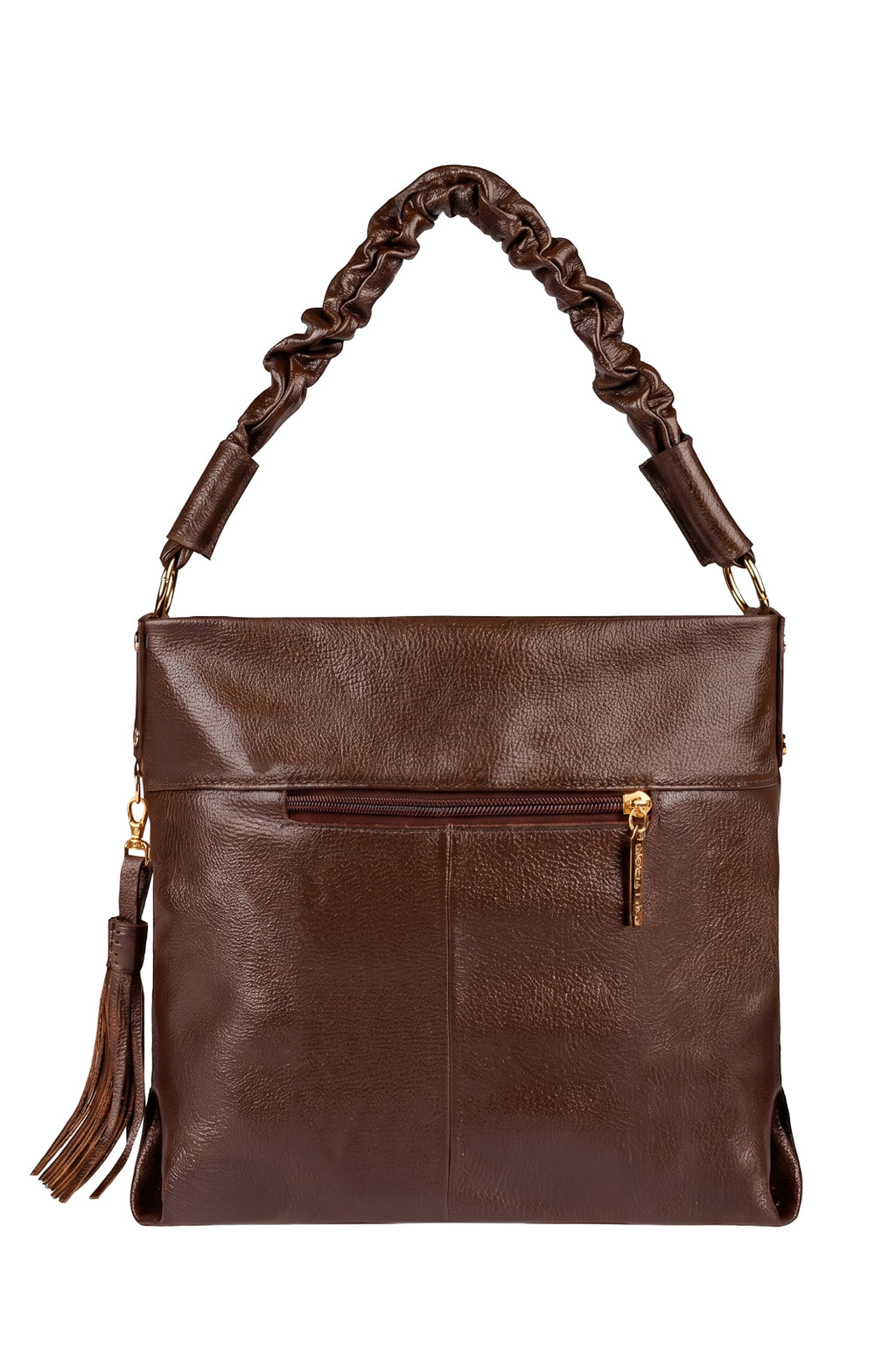 Bolsa de ombro em couro liso alça franzida Brenda