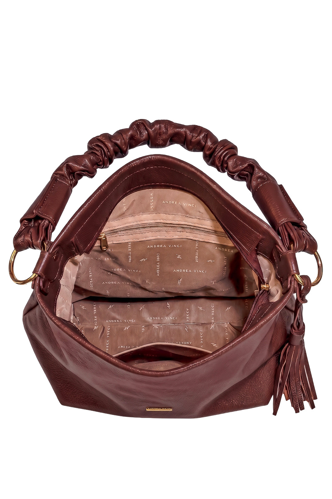 Bolsa de ombro em couro liso alça franzida Brenda