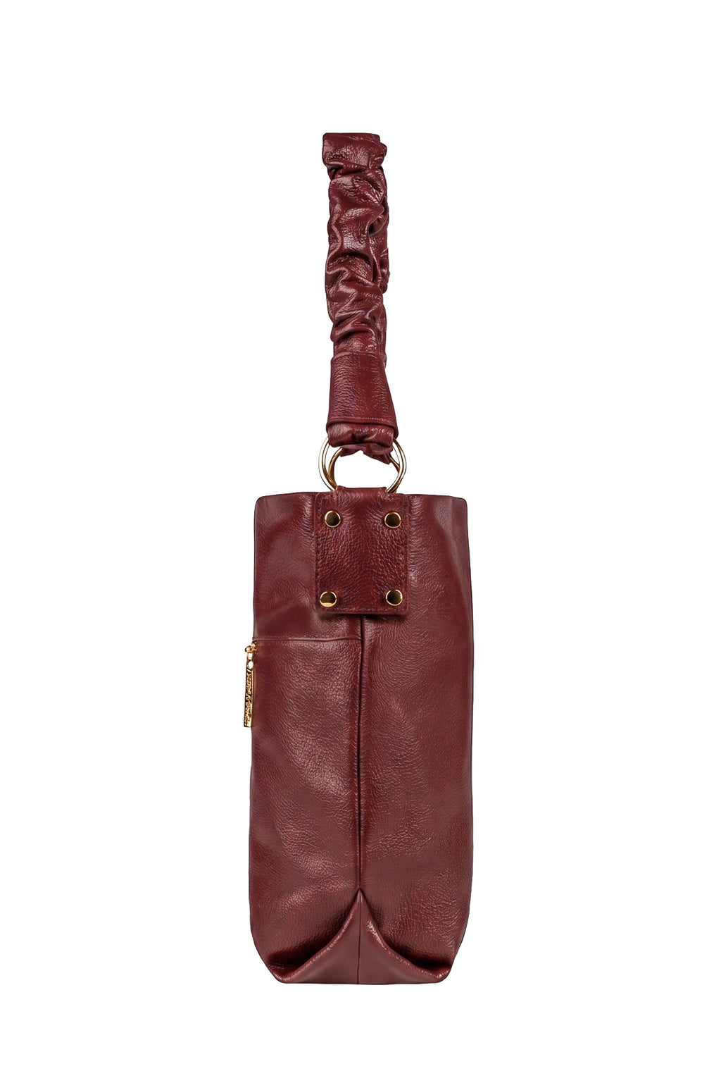 Bolsa de ombro em couro liso alça franzida Brenda