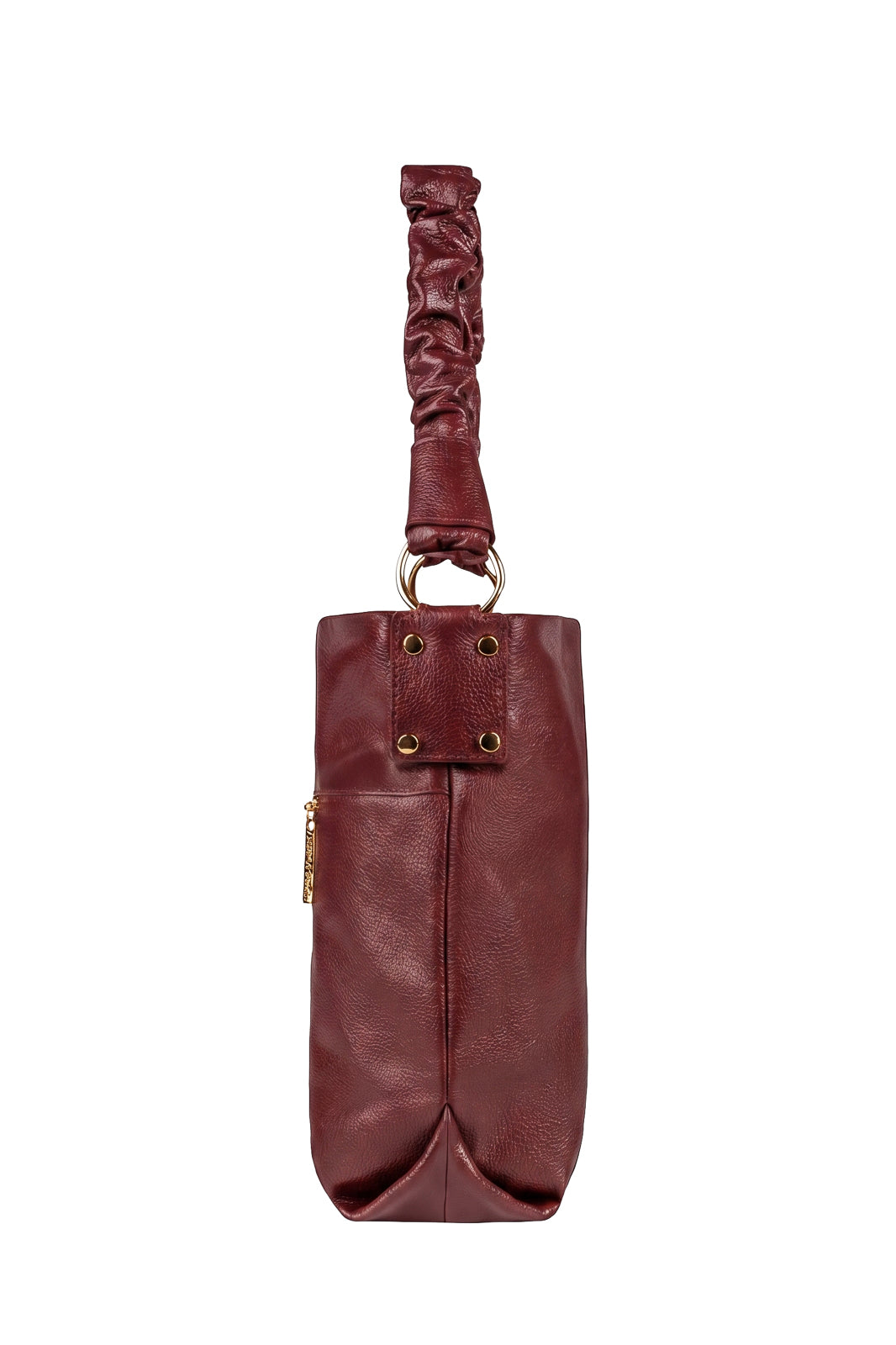 Bolsa de ombro em couro liso alça franzida Brenda