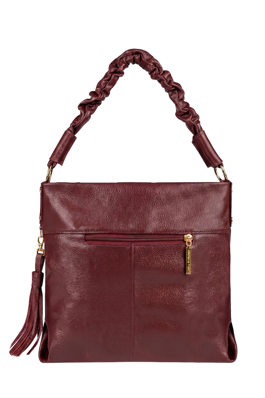 Bolsa de ombro em couro liso alça franzida Brenda