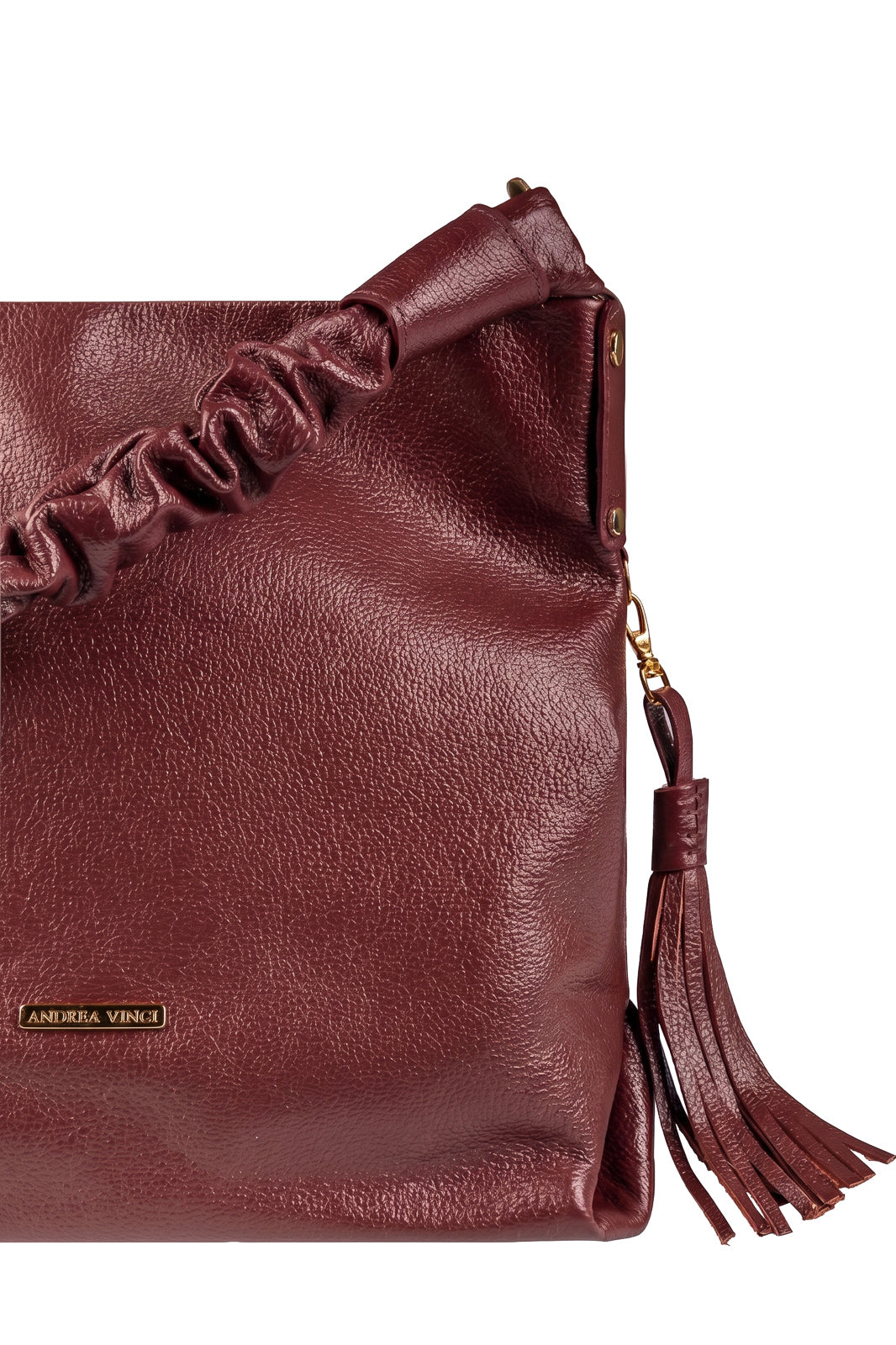 Bolsa de ombro em couro liso alça franzida Brenda