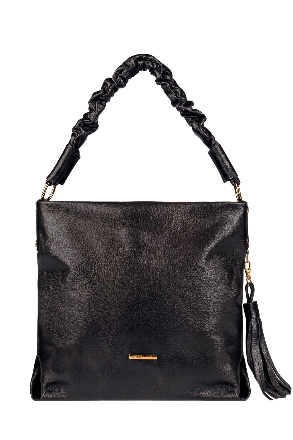 Bolsa de ombro em couro liso alça franzida Brenda