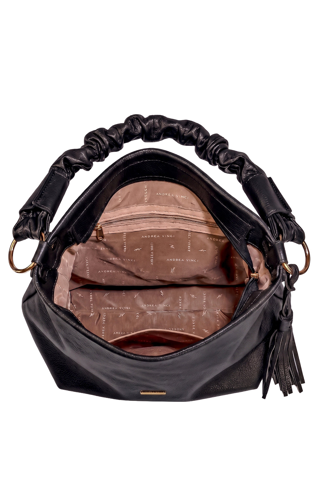 Bolsa de ombro em couro liso alça franzida Brenda