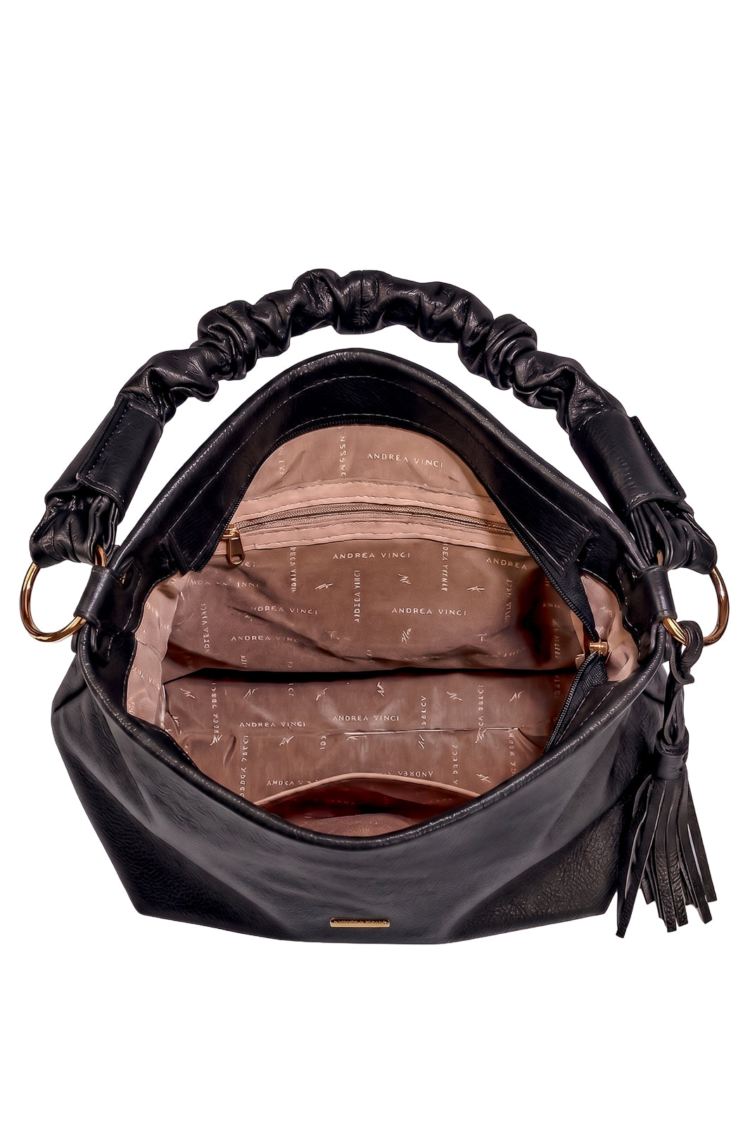 Bolsa de ombro em couro liso alça franzida Brenda