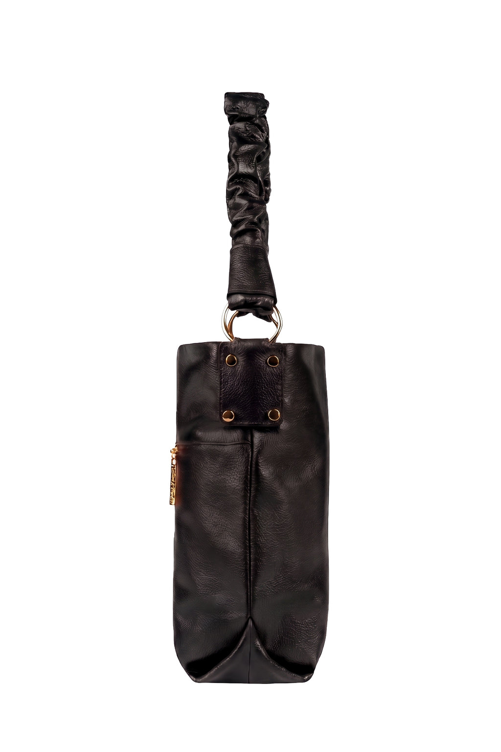 Bolsa de ombro em couro liso alça franzida Brenda