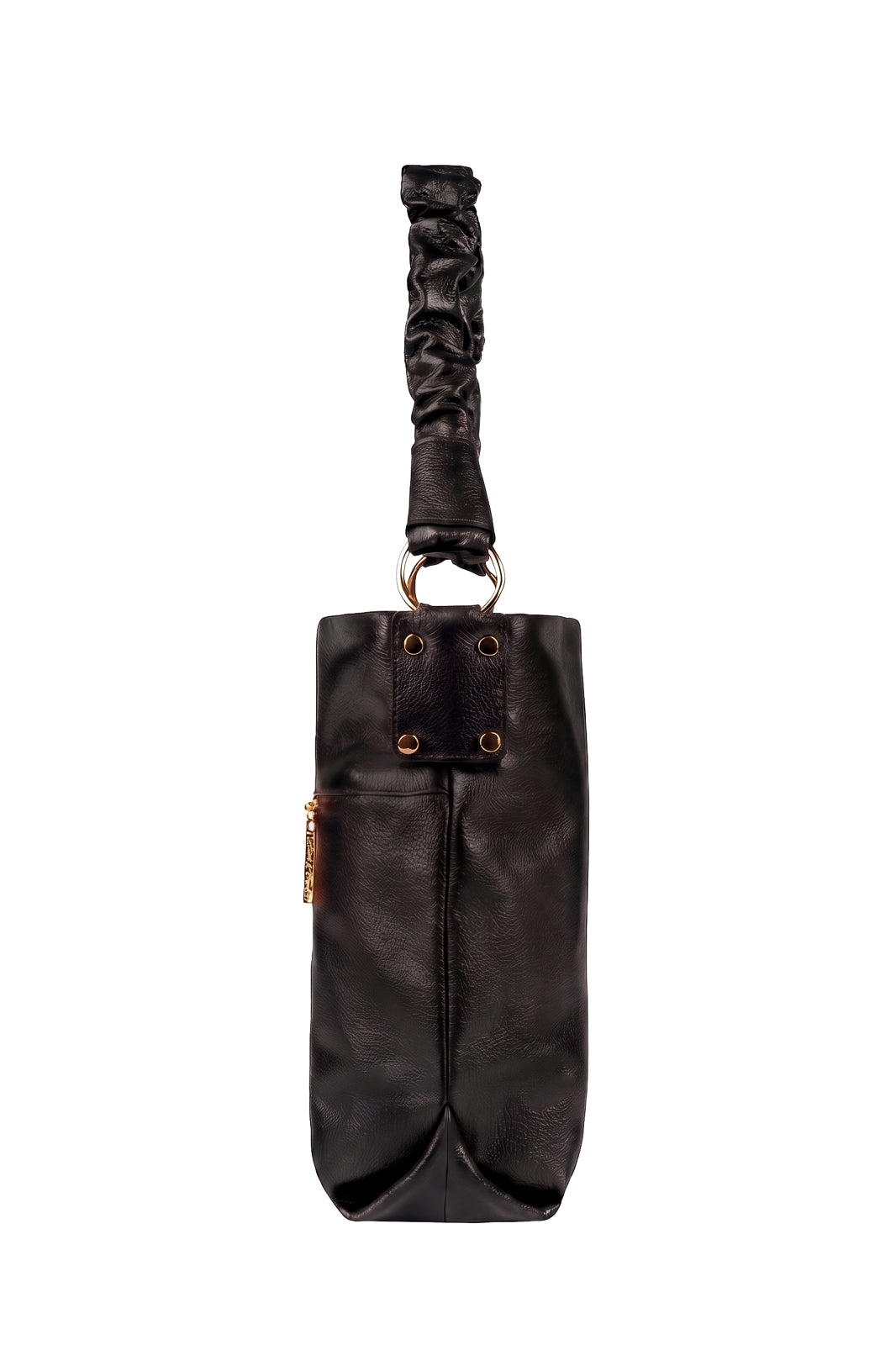 Bolsa de ombro em couro liso alça franzida Brenda