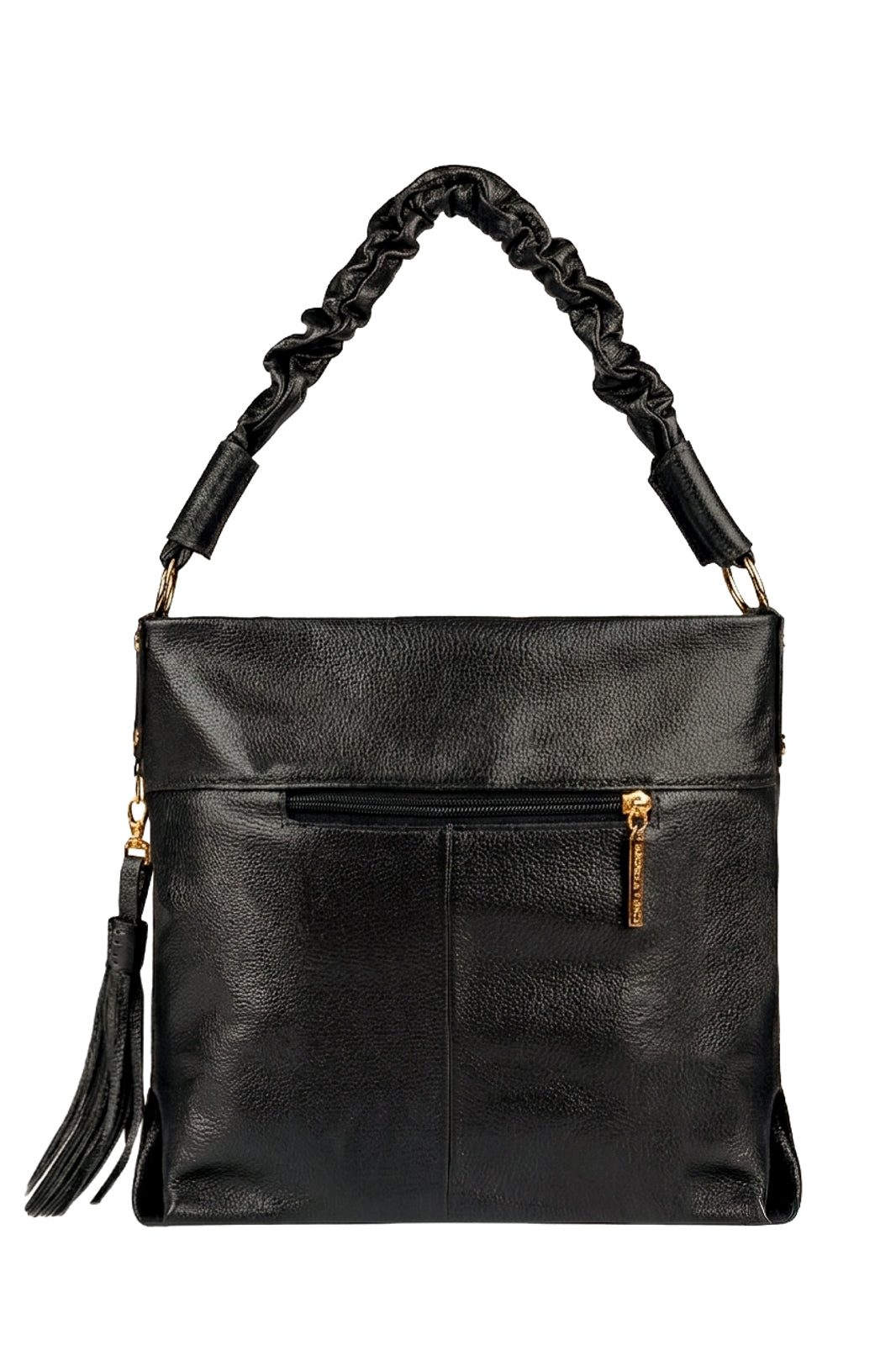 Bolsa de ombro em couro liso alça franzida Brenda
