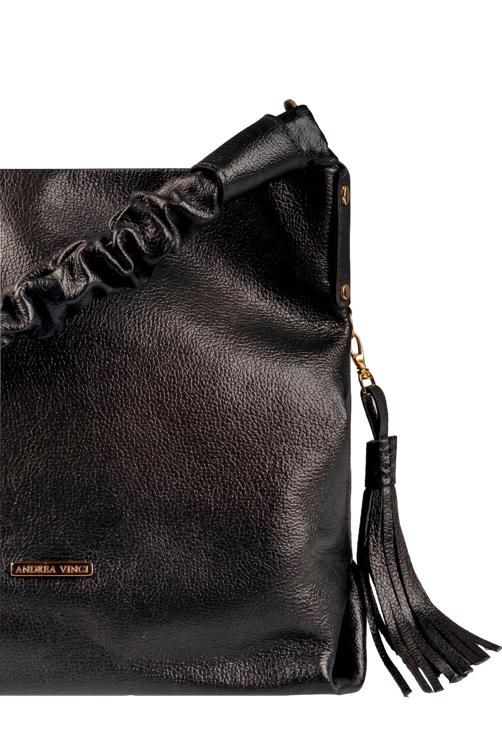 Bolsa de ombro em couro liso alça franzida Brenda