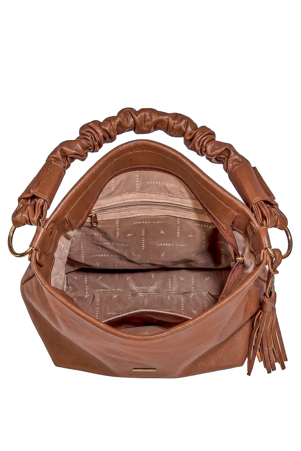 Bolsa de ombro em couro liso alça franzida Brenda